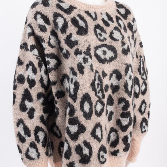 Zara Leopard Oversized Slouch Sweater Crewneck - Picture 7 of 14